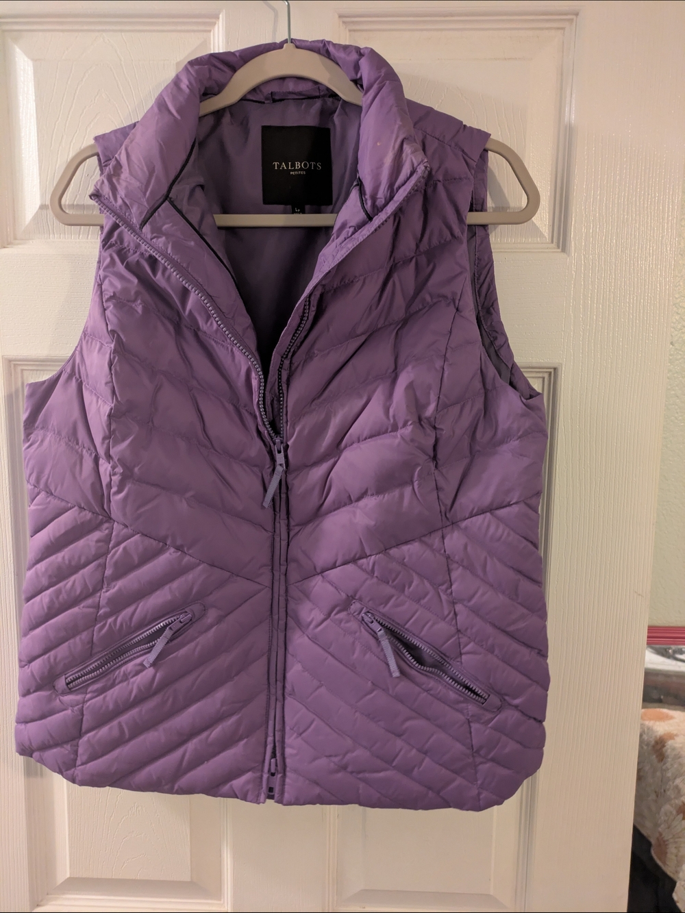 Talbots Lavender Quilted Puffer Vest Size Lp